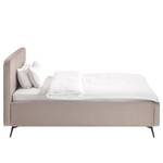 Gestoffeerd bed KARELIA Velours Ravi: Beige	 - 160 x 200cm - Zonder lattenbodem