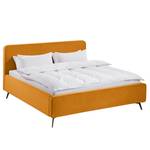 Gestoffeerd bed KARELIA Velours Ravi: Mosterdgeel - 200 x 200cm - Zonder lattenbodem