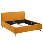 Gestoffeerd bed KARELIA Velours Ravi: Mosterdgeel - 200 x 200cm - Zonder lattenbodem