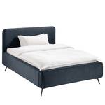 Gestoffeerd bed KARELIA Velours Ravi: Donkerblauw - 140 x 200cm - Zonder lattenbodem