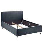 Gestoffeerd bed KARELIA Velours Ravi: Donkerblauw - 140 x 200cm - Zonder lattenbodem