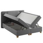 Lit boxspring Woodmore Éclairage inclus - Gris foncé - 140 x 200cm