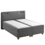 Boxspring Woodmore inclusief verlichting - Donkergrijs - 140 x 200cm