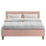 Lit capitonné Woodlake I Tissu Mavie: Rose - 200 x 200cm - Sans espace de rangement