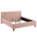 Gestoffeerd bed Woodlake I Geweven stof Mavie: Roze - 180 x 200cm - Zonder opbergruimte