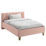 Lit capitonné Woodlake I Tissu Mavie: Rose - 140 x 200cm - Sans espace de rangement