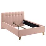 Gestoffeerd bed Woodlake I Geweven stof Mavie: Roze - 140 x 200cm - Zonder opbergruimte