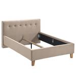 Lit capitonné Woodlake II Velours Ravi: Beige	 - 160 x 200cm - Sans espace de rangement