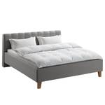 Gestoffeerd bed Woodlake I Geweven stof Mavie: Grijs - 200 x 200cm - Zonder opbergruimte