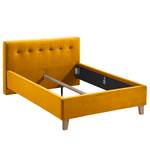 Letto imbottito Woodlake II Velluto Ravi: giallo senape - 160 x 200cm - Senza portaoggetti interno