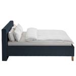 Lit capitonné Woodlake II Velours Ravi: Bleu foncé - 200 x 200cm - Sans espace de rangement