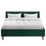 Gestoffeerd bed Woodlake II Velours Ravi: Antiek groen - 200 x 200cm - Zonder opbergruimte