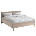 Lit capitonné Woodlake II Velours Ravi: Beige	 - 180 x 200cm - Sans espace de rangement