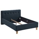 Lit capitonné Woodlake II Velours Ravi: Bleu foncé - 160 x 200cm - Sans espace de rangement