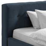 Letto imbottito Woodlake II Velluto Ravi: blu scuro - 140 x 200cm - Senza portaoggetti interno