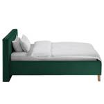 Letto imbottito Woodlake II Velluto Ravi: verde antico - 160 x 200cm - Senza portaoggetti interno