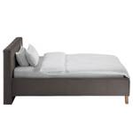 Gestoffeerd bed Woodlake II Velours Ravi: Grijsbruin - 140 x 200cm - Zonder opbergruimte