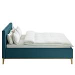 Lit capitonné Kaarina Tissu Mavie: Bleu paon - 200 x 200cm - Sans espace de rangement