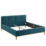 Lit capitonné Kaarina Tissu Mavie: Bleu paon - 200 x 200cm - Sans espace de rangement