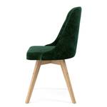 Gestoffeerde stoelen Lux I (set van 2) fluweel/massief eikenhout - Stof Vika: Bos groen - Lichte eikenhouten