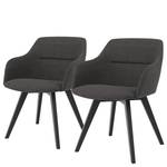 Chaises à accoudoirs Sofia I (lot de 2) Tissu / Chêne massif - Tissu Dyre : Anthracite - Noir