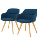 Chaises à accoudoirs Sofia I (lot de 2) Tissu / Chêne massif - Tissu Dyre : Bleu jean - Chêne clair