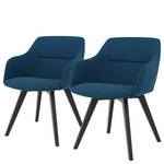 Chaises à accoudoirs Sofia I (lot de 2) Tissu / Chêne massif - Tissu Dyre : Bleu jean - Noir