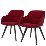 Chaises à accoudoirs Sofia I (lot de 2) Tissu / Chêne massif - Tissu Dyre : Rouge - Noir
