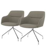 Armleunstoelen Sofia II (set van 2) geweven stof/metaal - Stof Dyre: Taupe - Zilver