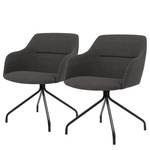 Chaises à accoudoirs Sofia II (lot de 2) Tissu / Métal - Tissu Dyre : Anthracite - Noir