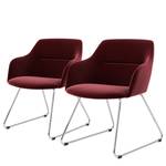 Chaises accoudoirs Sofia III (lot de 2) Velours / Métal - Tissu Vika : Bordeaux