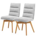 Chaises capitonnées Kexby (lot de 2) Tissu / Chêne sauvage massif - Chêne sauvage - Gris clair