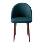 Gestoffeerde stoel Jacklin III (2 stuk) geweven stof/metaal - walnotenhouten look - Donkerblauw