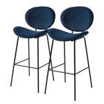 Barstoelen Jerell (set van 2) fluweel/metaal - zwart - Donkerblauw