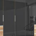 Armoire Level 36C Imitation chêne parqueté / Verre gris - 250 x 236 cm - Plus de 5 tiroirs - Sans portes miroir