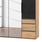 Drehtürenschrank Level 36 C Plankeneiche Dekor / Glas Grau - 200 x 236 cm - Mehr als 5 Schubladen - 2 Spiegeltüren