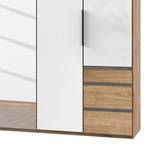 Drehtürenschrank Level 36 C Hochglanz Weiß / Eiche Dekor - 300 x 236 cm - Mehr als 5 Schubladen - 2 Spiegeltüren