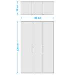 Drehtürenschrank Level 36 C Hochglanz Weiß / Eiche Dekor - 150 x 236 cm - Ohne - Ohne Spiegeltür/-en