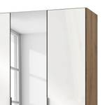 Drehtürenschrank Level 36 C Hochglanz Weiß / Eiche Dekor - 150 x 236 cm - Mehr als 5 Schubladen - 1 Spiegeltür