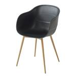 Chaise à accoudoirs Odon Matière plastique / Métal - Imitation chêne - Noir - 1 chaise