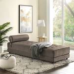 Chaise longue Tavani (met slaapfunctie) fluweel - Velours Fosca: Cappuccino