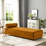 Chaise longue Tavani (met slaapfunctie) fluweel - Velours Deja: Mosterdgeel