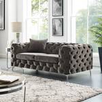 Sofa Leominster II (3-Sitzer) Samt - Samt Fosca: Dunkelgrau