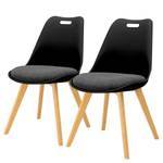 Gestoffeerde stoelen Gina III (2-delig) geweven stof/massief eikenhout - Zwart - Lichte eikenhouten
