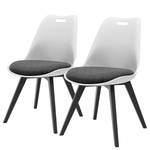 Gestoffeerde stoelen Gina III (2-delig) geweven stof/massief eikenhout - Wit - Zwart