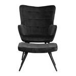 Fauteuil Bixby Velours - Noir - Avec repose-pieds - Velours