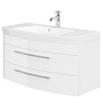 Salle de bain Luna III (3 éléments) Avec éclairage - Blanc brillant - Largeur : 135 cm