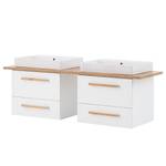 Set di mobili da bagno Duo II (4 pezzi) Illuminazione inclusa - Bianco