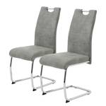 Chaise cantilever La Paz II Microfibre / Métal - Chrome - Gris vintage - Lot de 2