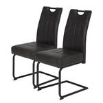 Chaises cantilever Bovina (lot de 2) Microfibre / Métal - Noir - Noir vintage